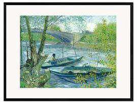 Impressão artística com moldura Angler and boat at the Pont de Clichy