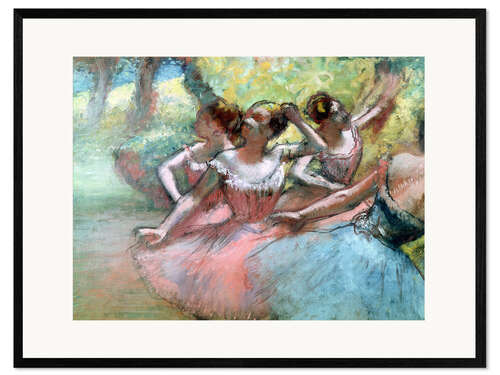 Ingelijste kunstdruk Four ballerinas on the stage