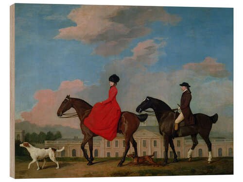 Holzbild John und Sophia Musters reitend auf Colwick Hall