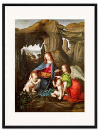Gerahmter Kunstdruck Madonna auf den Felsen