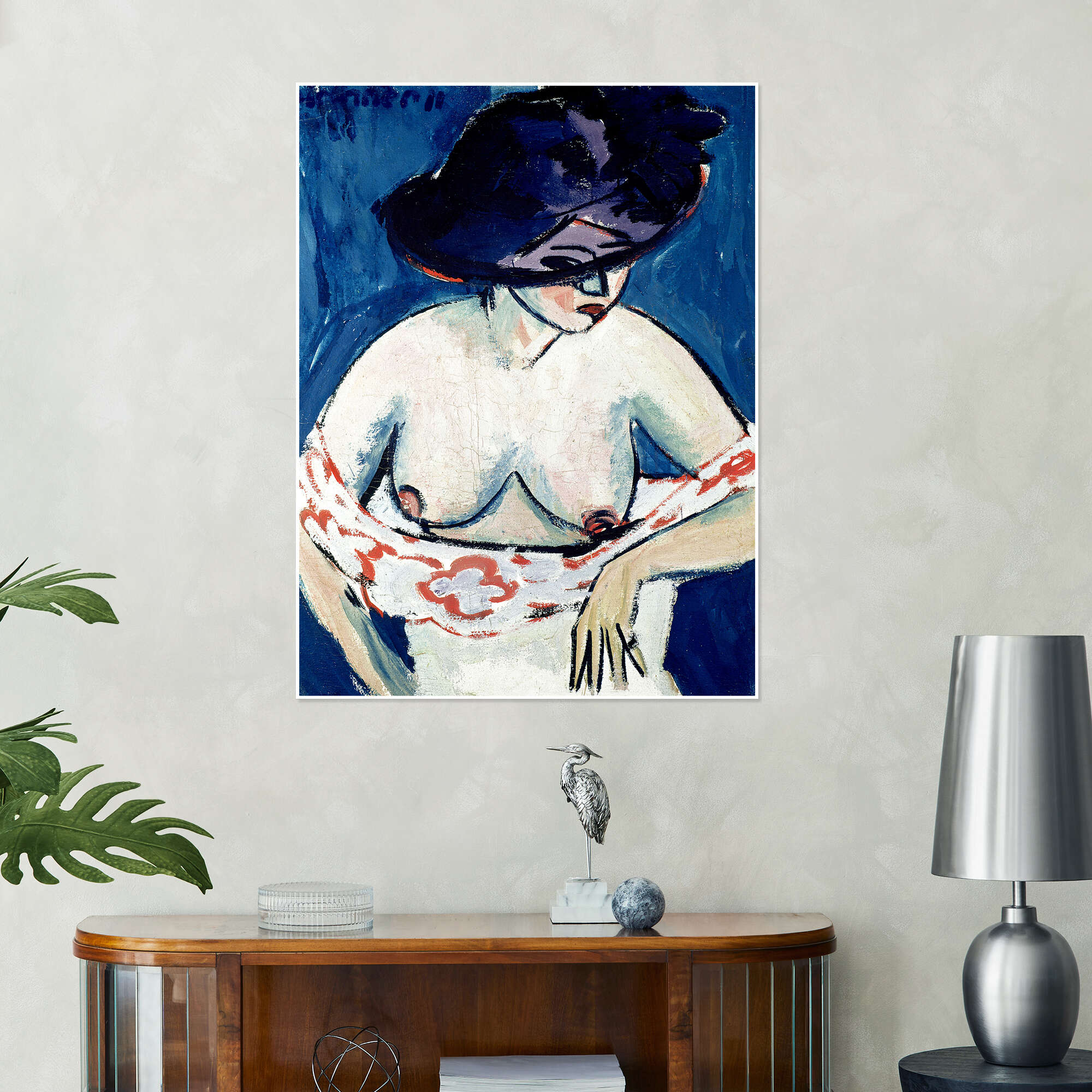 Half-naked woman with a hat print by Ernst Ludwig Kirchner | Posterlounge