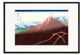 Gerahmter Kunstdruck Der Fuji über einem Blitzeinschlag
