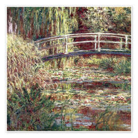 Billede  Den japanske bro over åkandedammen, lyserød harmoni - Claude Monet