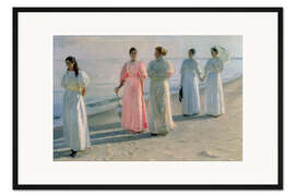 Gerahmter Kunstdruck Damen am Strand