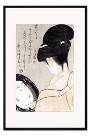 Gerahmter Kunstdruck Junge Frau beim Schminken