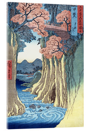 Akrylbillede The monkey bridge in the Kai province - Utagawa Hiroshige