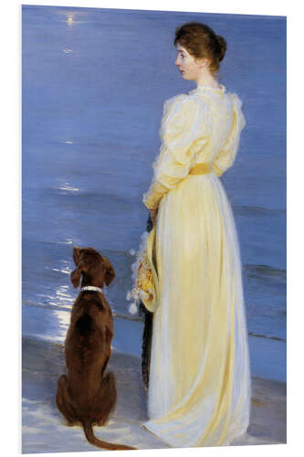 Foam board print Summer Evening at Skagen. Artist's Wife and Dog by the Shore