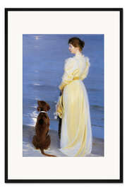 Gerahmter Kunstdruck Sommerabend in Skagen, die Frau des Künstlers mit Hund
