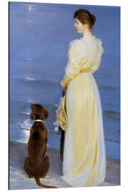 Magnettafel Sommerabend in Skagen, die Frau des Künstlers mit Hund