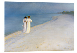Cuadro de metacrilato Tarde de verano en la playa del sur de Skagener con Anna Ancher y Marie Kroyer - Peder Severin Krøyer