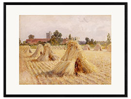 Impression artistique encadrée Corn Stooks by Bray Church
