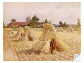 Selvklæbende plakat Corn Stooks by Bray Church