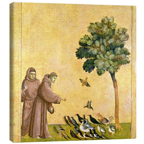 Tableau sur toile Saint François d'Assise prêchant aux oiseaux