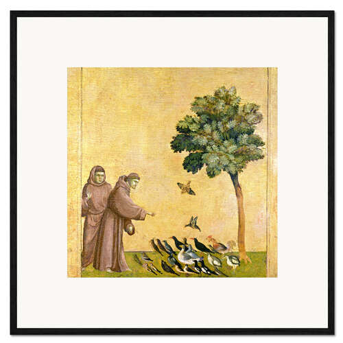 Impression artistique encadrée Saint François d'Assise prêchant aux oiseaux