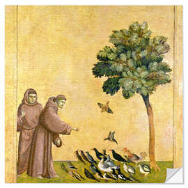 Sticker mural Saint François d'Assise prêchant aux oiseaux