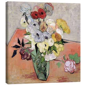 Stampa su tela  Rose ed anemoni - Vincent van Gogh