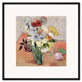 Gerahmter Kunstdruck Rosen und Anemonen