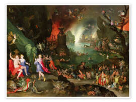Wall print  Orpheus with a Harp Playing to Pluto and Persephone in the Underworld - Jan Brueghel d.Ä.