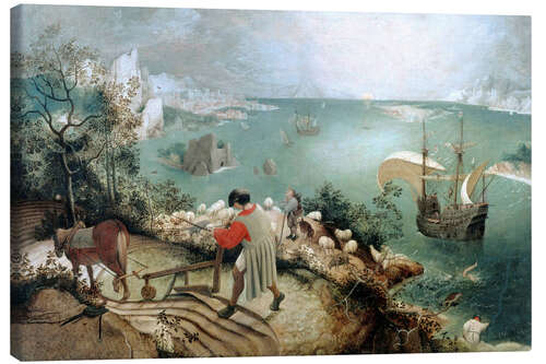 Canvas print Landscape with the fall of Icarus