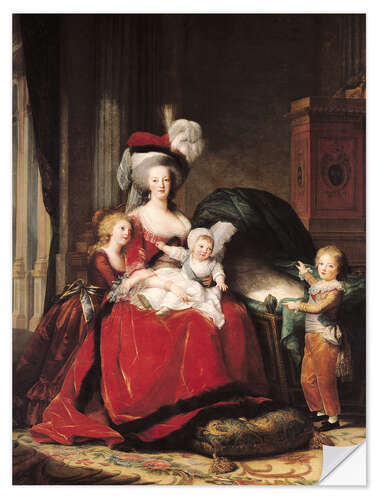 Selvklæbende plakat Marie Antoinette and Her Children