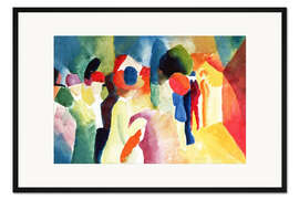 Gerahmter Kunstdruck Frau mit gelber Jacke