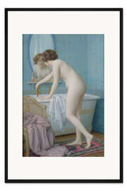 Gerahmter Kunstdruck Junge Frau lässt sich ein Bad ein
