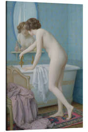 Magnettafel Junge Frau lässt sich ein Bad ein