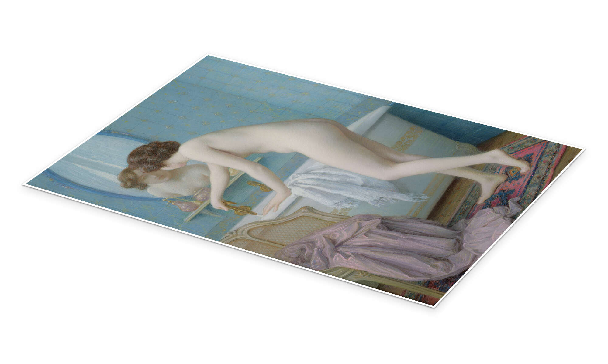 Jeune femme nue faisant couler son bain de Jules Scalbert en poster,  tableau sur toile et plus | Posterlounge.be