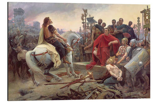 Aluminium print Vercingetorix gooit zijn wapens neer aan de voeten van Julius Caesar