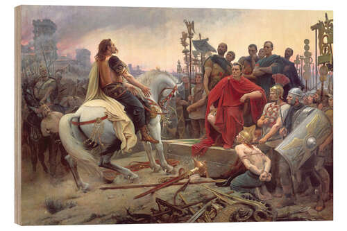 Tableau en bois Vercingétorix jettant ses armes aux pieds de Jules César