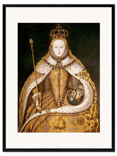 Kunsttryk i ramme Queen Elizabeth I in Coronation Robes