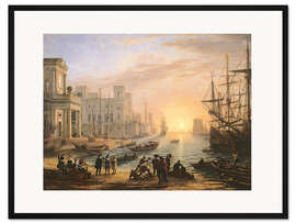 Gerahmter Kunstdruck Seehafen bei Sonnenuntergang