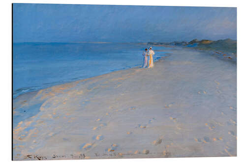 Tableau en aluminium Summer evening at Skagen's Southern Beach, Anna Ancher and Marie Krøyer