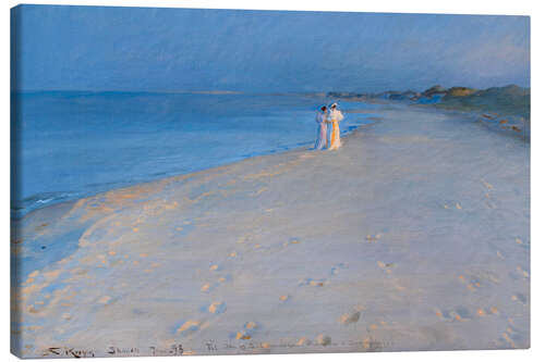 Canvas-taulu Summer evening at Skagen's Southern Beach, Anna Ancher and Marie Krøyer