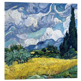 Stampa su vetro acrilico  Campo di grano con cipressi - Vincent van Gogh