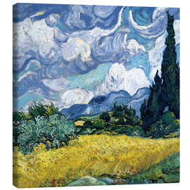 Stampa su tela  Campo di grano con cipressi - Vincent van Gogh