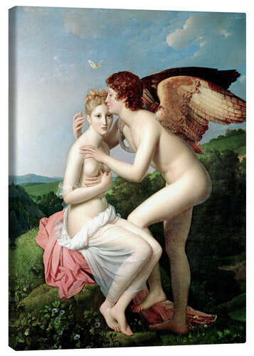 Lærredsbillede Psyche Receiving the First Kiss of Cupid