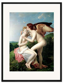 Gerahmter Kunstdruck Psyche, die den ersten Kuss von Cupid erhält