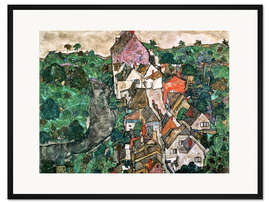 Gerahmter Kunstdruck Krumauer Landschaft (Städtchen am Fluß)