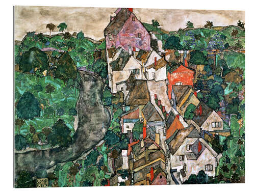 Quadro em plexi-alumínio Krumau Landscape (Town and River)