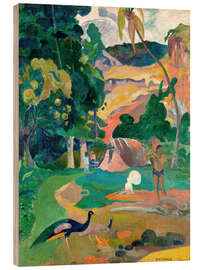 Holzbild  Landschaft mit Pfauen - Paul Gauguin