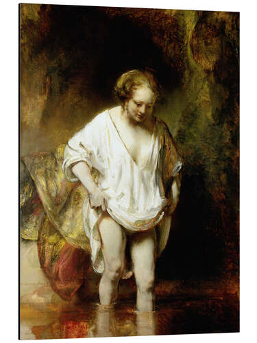 Aluminiumsbilde Woman Bathing in a Stream