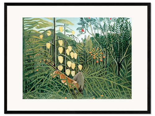 Framed art print Tiger attacks a buffalo