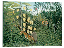 Magnettafel Tiger fällt einen Büffel an