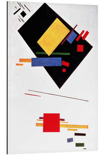 Aluminiumtavla Suprematist Painting (Black Trapezium and Red Square)