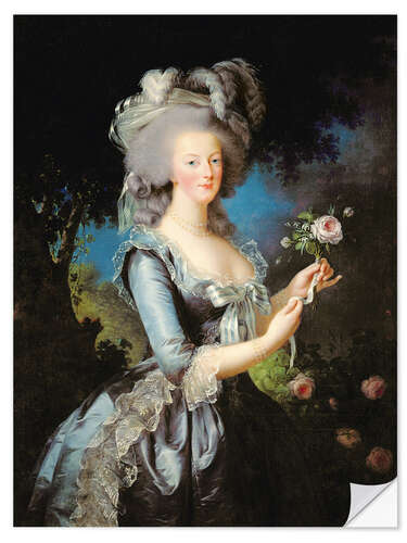 Selvklæbende plakat Marie Antoinette med en rose