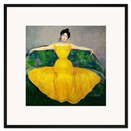 Gerahmter Kunstdruck Dame in Gelb