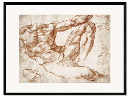 Plakat artystyczny premium w ramie Study on Adam from The Creation of Adam