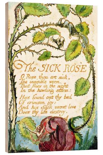 Hout print The Sick Rose