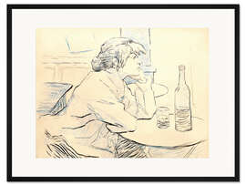 Gerahmter Kunstdruck Suzanne Valadon am Tisch sitzend